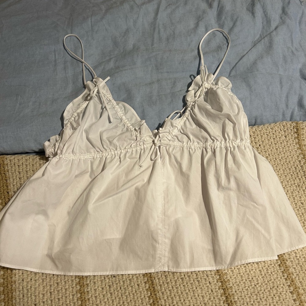 Zara White Ruffled Camisole - Picture 2 of 4